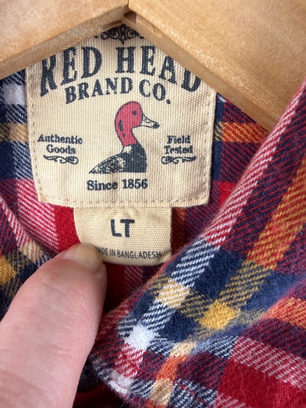 Red Head Brand Co Plaid Red Button Down Flannel Men's Size Large Tall - Picture 2 of 9